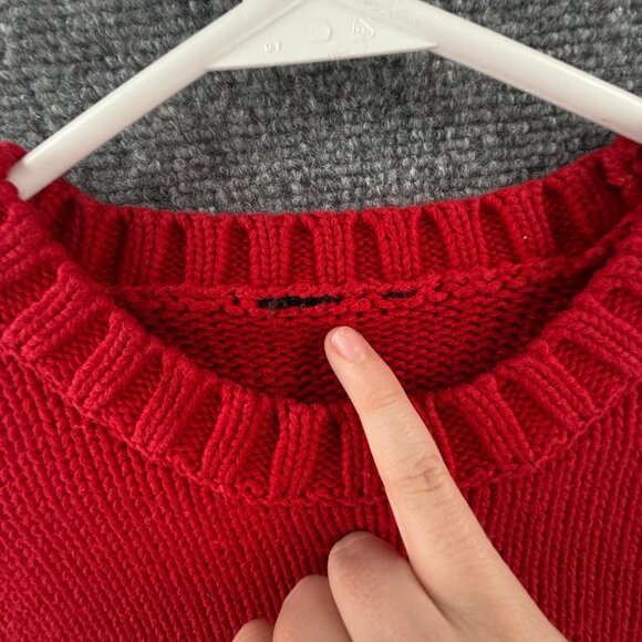 Ralph Lauren Polo Jeans Knit Flag Sweater Graphic USA Heavyweight Red Pullover - Picture 11 of 16